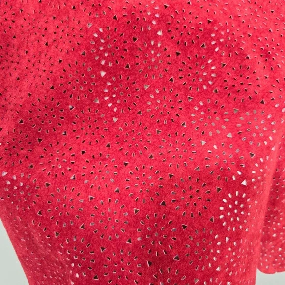 Vintage 90s Spiegel Suede Leather Jacket Plus Size 18 Laser Cut Scallop Western - Picture 6 of 8